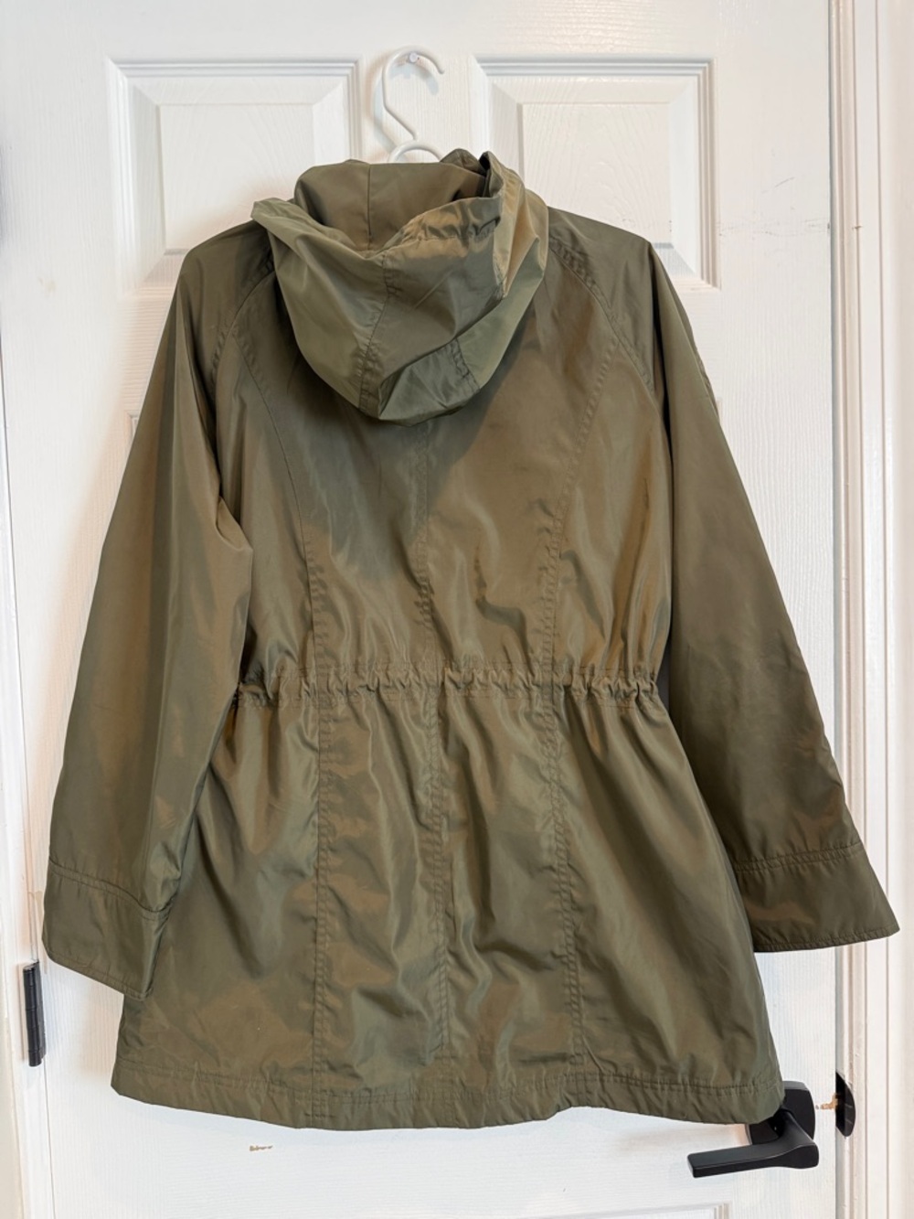Michael Kors | Olive Green Hooded Anorak Jacket with Adjustable Waist - Picture 15 of 16